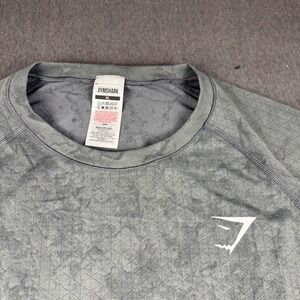 Gymshark Mens Geo Seamless Long Sleeve Training Shirt Grey Camo XL A2A4I